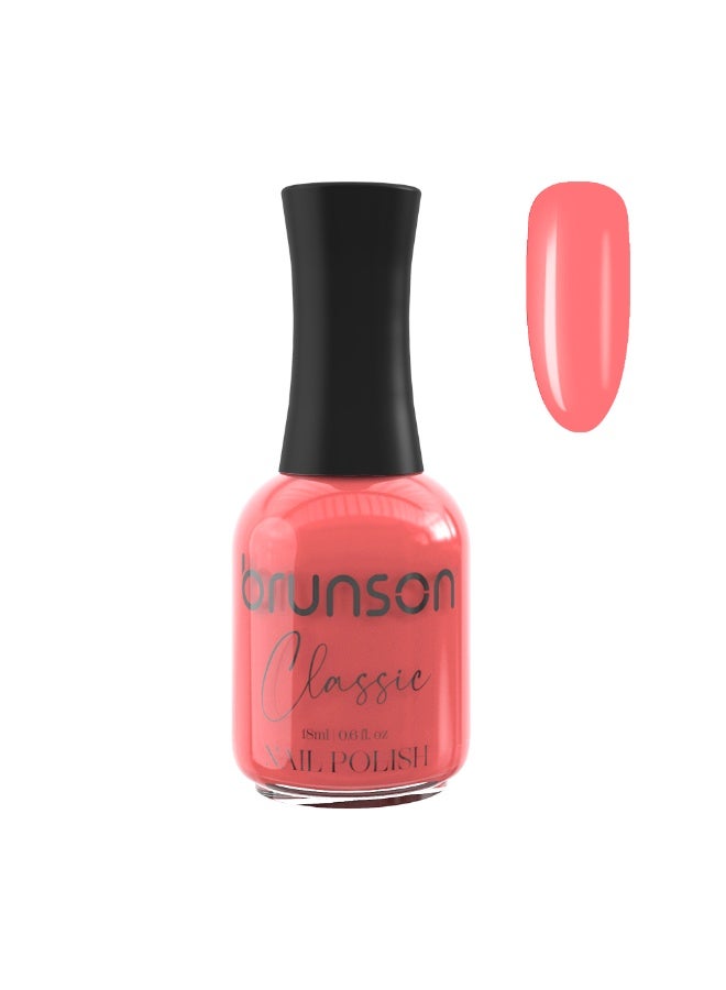 Brunson Classic Nail Polish 18ml Fast Dry Nail Lacquer Nail Harderner Normal Polish Glossy Gel Effect Quick Air Dry Long-Lasting Natural Nail Enamel Salon Quality Manicure Pedicure Regular Polish - Image 1